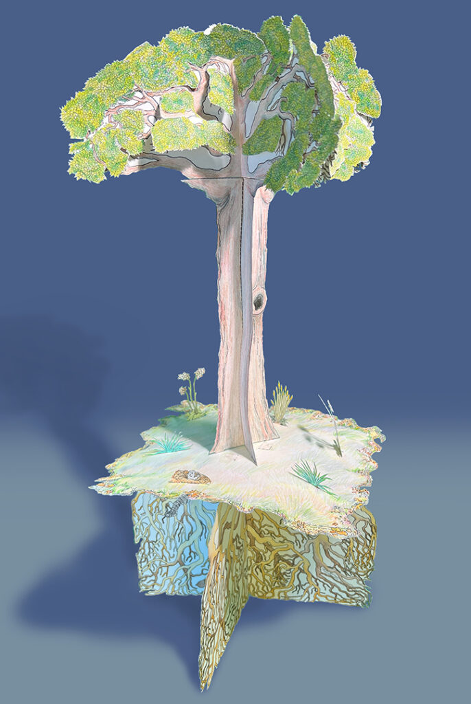 a paper craft sculpture of a tree